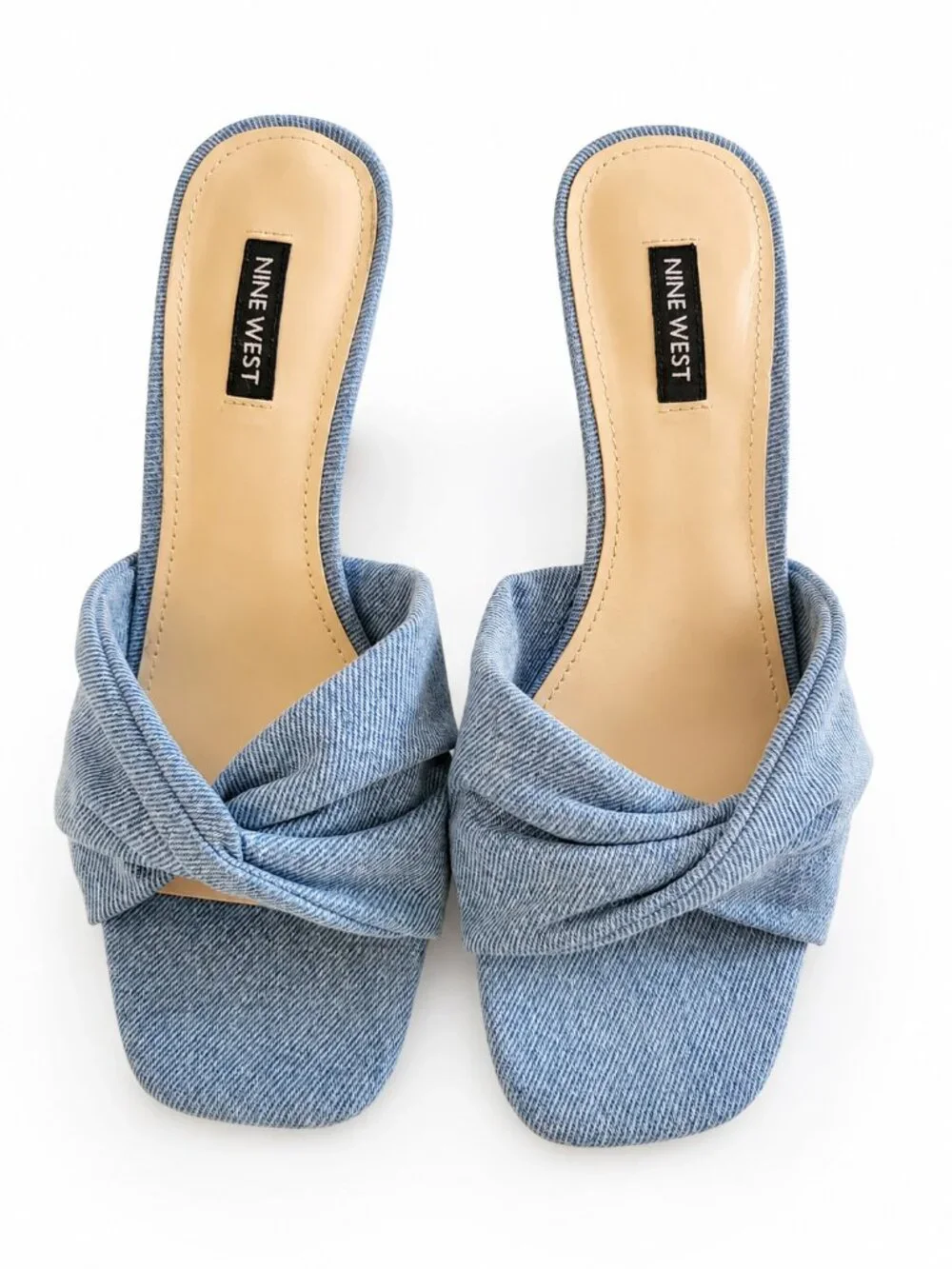 Nine West NIKHIL7 Light Blue Denim Wedge Mules – Size 8M